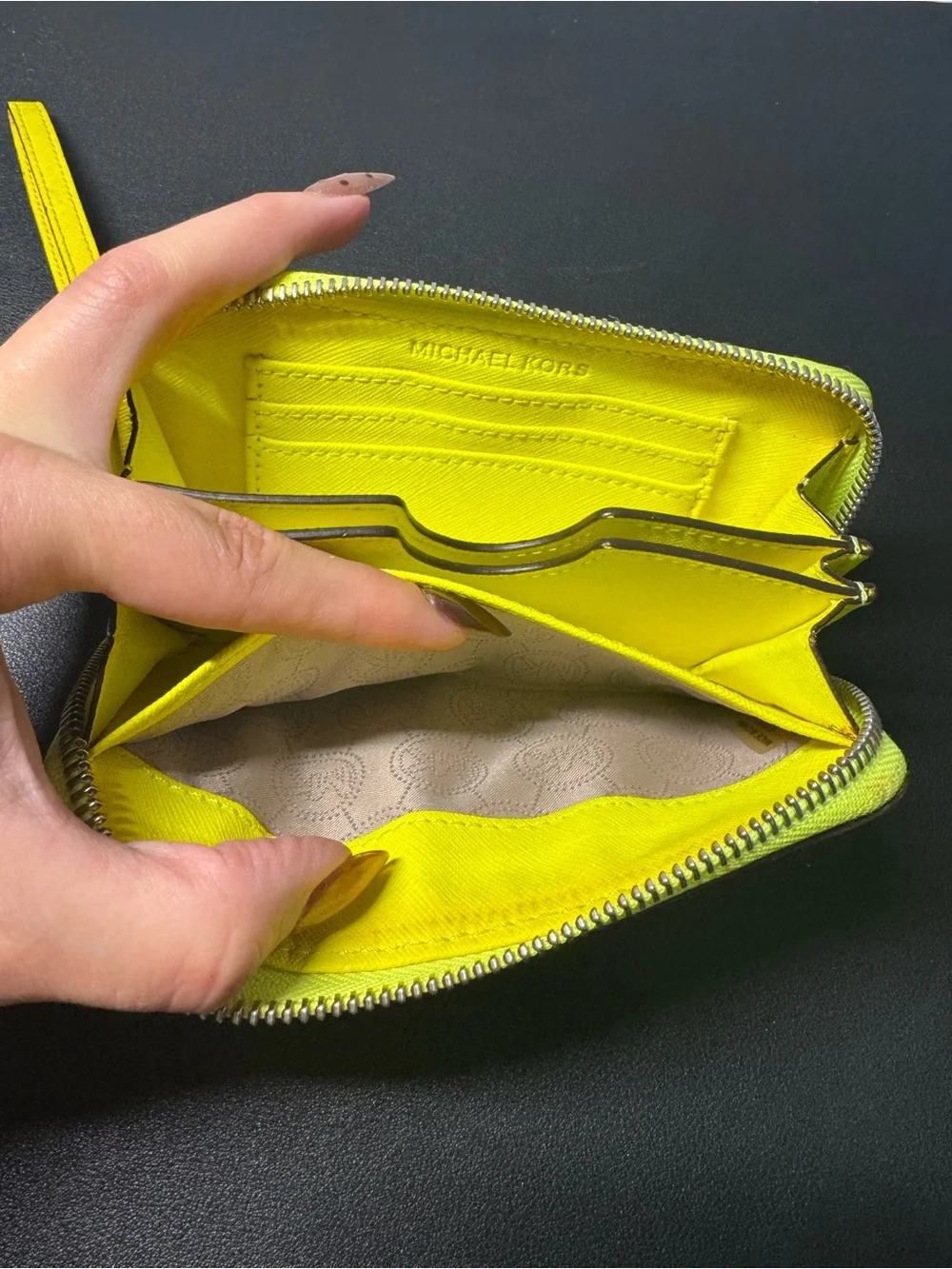 Michael Kors Bright Yellow Zip-Around Wristlet Card Holder